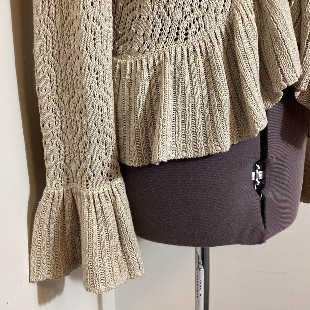 Y2K Vtg Open Knit Ruffle Fairy Cardigan Sz M - Picture 8 of 13